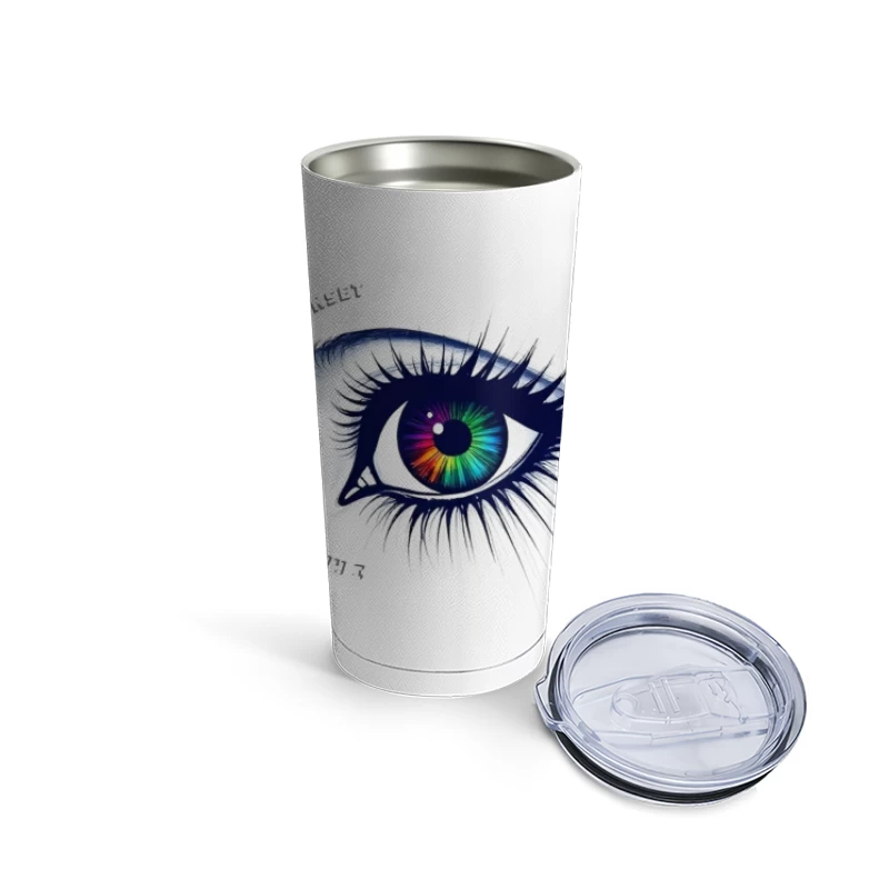 Mesmerizing Rainbow Eye Digital Art Travel Mug