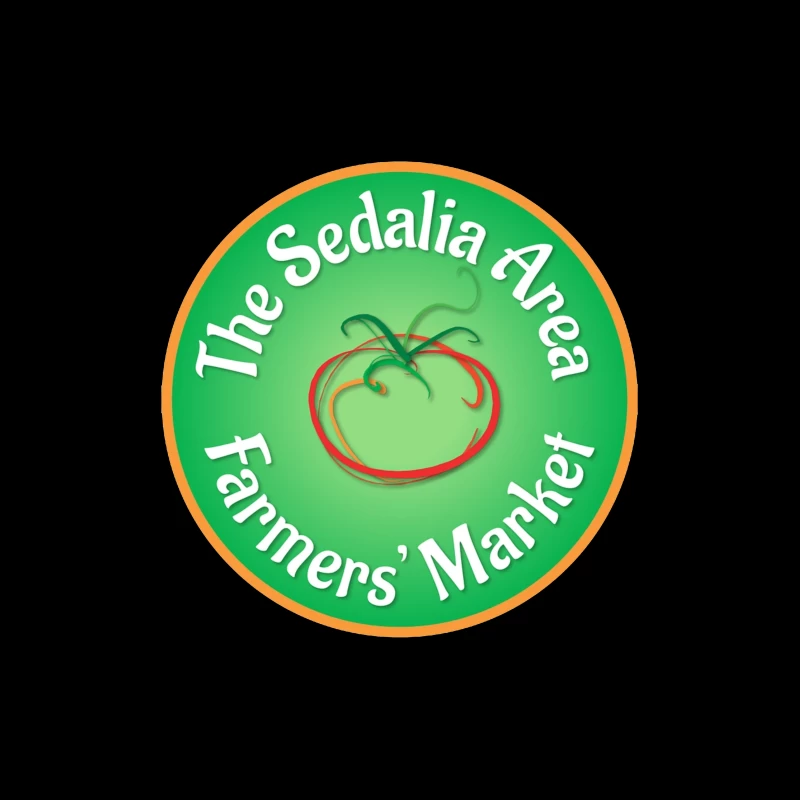 Sedalia Area Farmers' Market Circular Green Logo with Tomato Design Tapestry