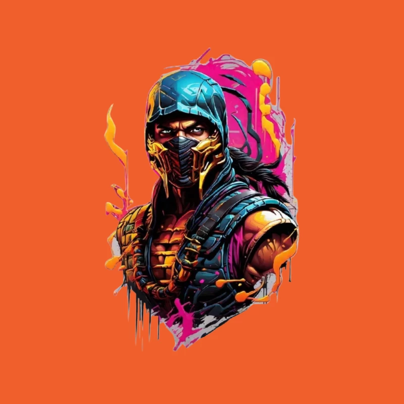 Vibrant Digital Art of a Masked Character Male T-Shirt