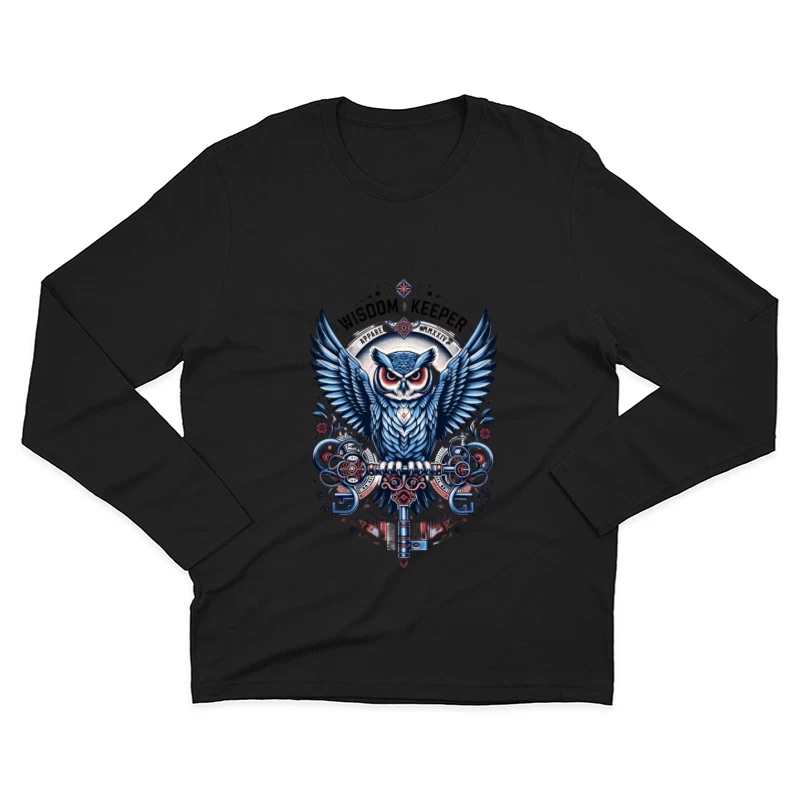 Gardien de la Sagesse: Hibou avec Clé Homme Manches Longues T-Shirt