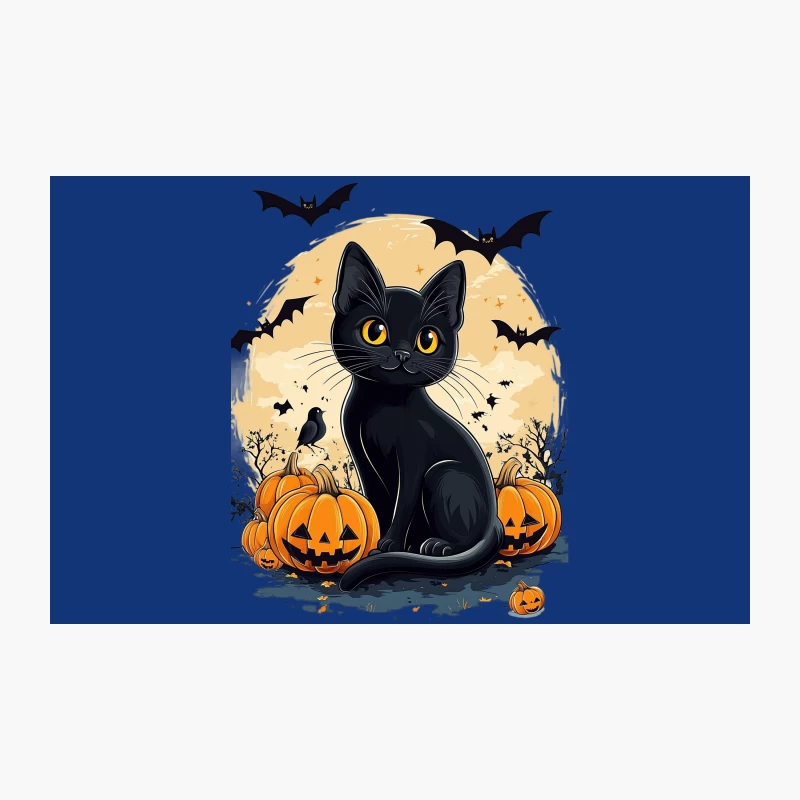 Spooky Halloween Scene with Black Cat and Jack-o'-Lanterns Travel Mug