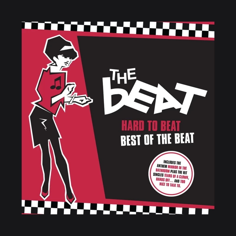 "Hard to Beat: Best of The Beat" Ska Music Album Cover with Red and Black Design Male Pullover Hoodie