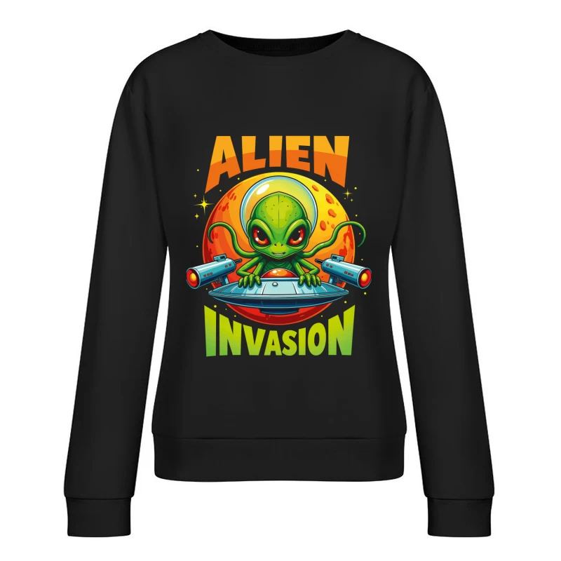 Retro Pixel Alien Invasion – Vibrant 8-bit Extraterrestrial Style! Female Pullover Sweatshirt