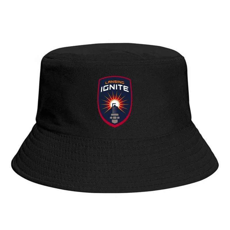 Lansing Ignite Soccer Team Shield Logo with Lighthouse Emblem Bucket Hat