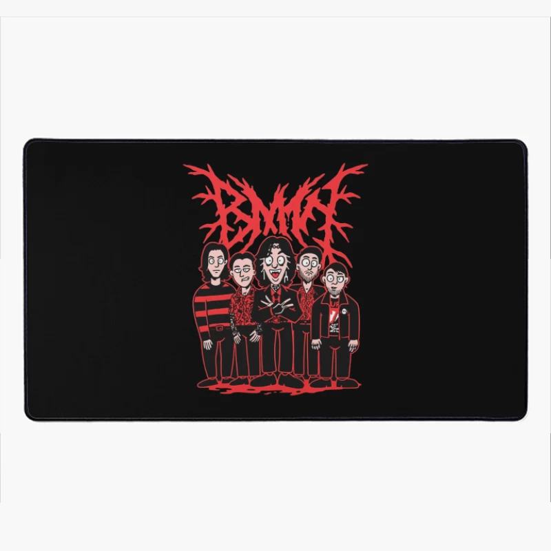 Gothic Rock Band Cartoon in Red and Black Style Desk Mat