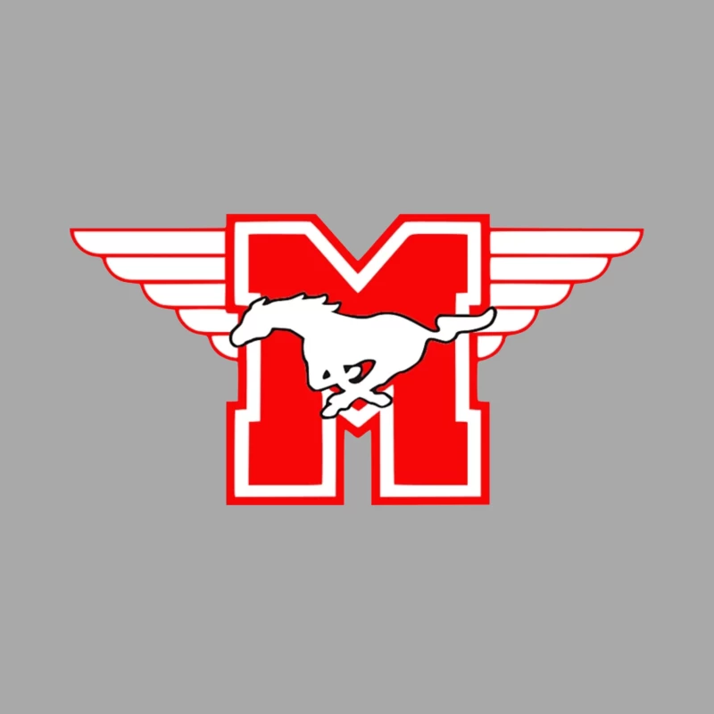 Winged Mustang Logo with Red M Female Pullover Hoodie