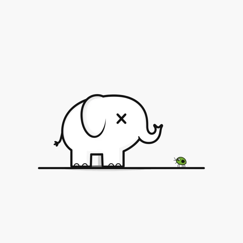 Minimalist Cartoon Elephant Meeting Tiny Bug Cotton Tote Bag