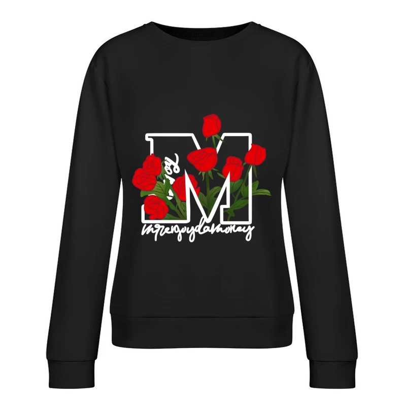 Rote Rosen auf Buchstaben-M Design Damen Pullover Sweatshirt