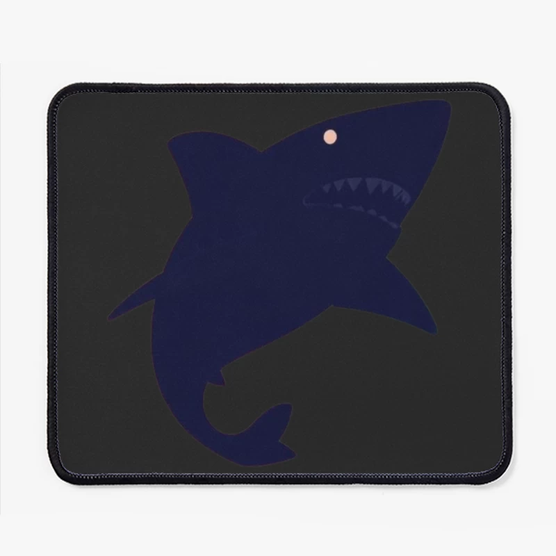 Navy Blue Cartoon Shark Silhouette Mouse Pad