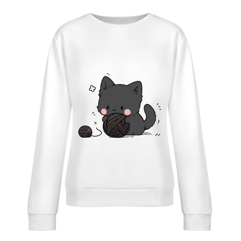Niedliches Kätzchen spielt mit Garn Damen Pullover Sweatshirt