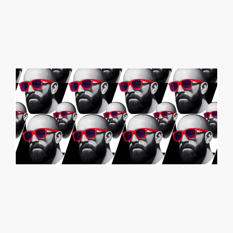 Repetitive Pattern of Bearded Men in Red Sunglasses Coffee Mug