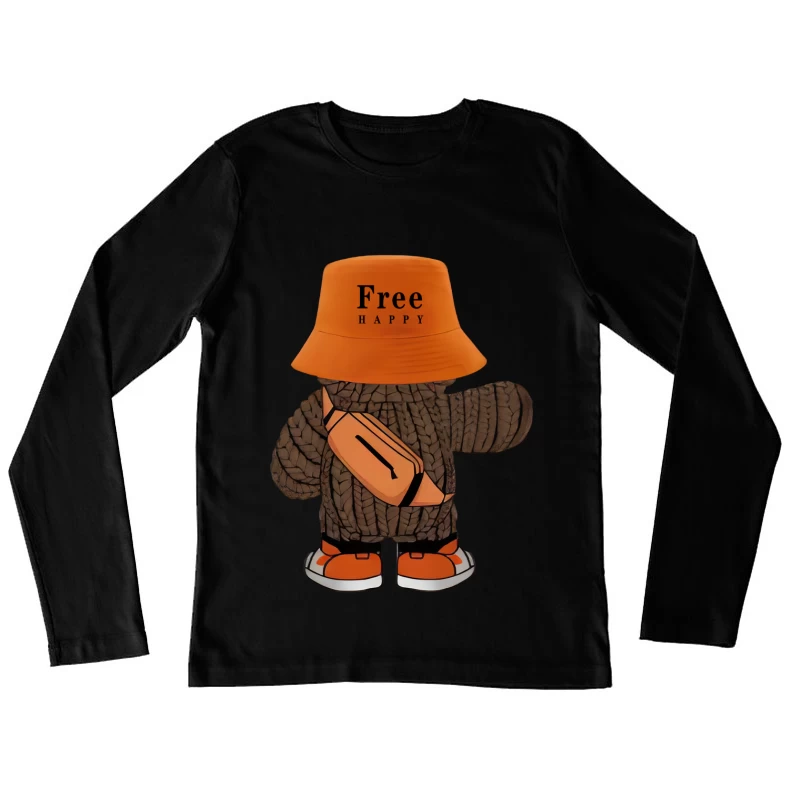 Fröhlicher Bär in modischem Outfit Damen Langarm T-Shirt