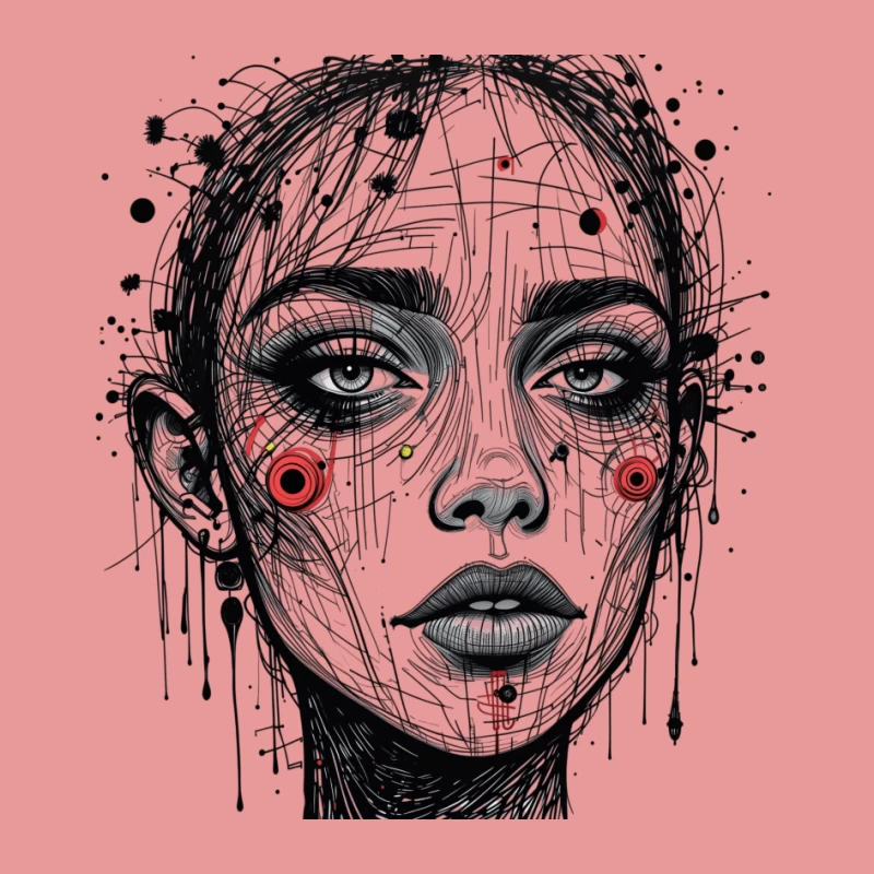 Futuristic Abstract Portrait Illustration Pin