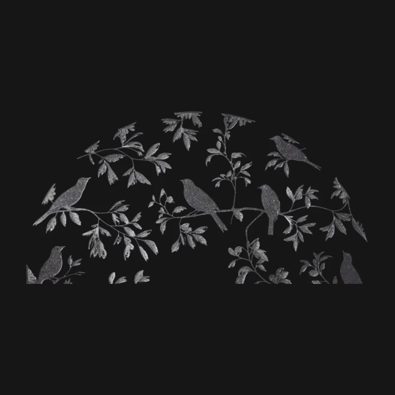 Black and White Bird Silhouettes on Tree Branches Mouse Pad