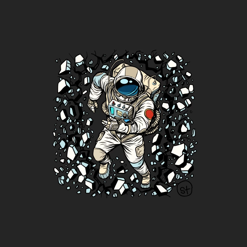 Astronaut im Weltraum mit Trümmern Damen Pullover Sweatshirt