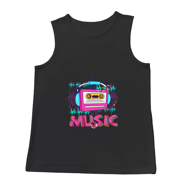 Retro Musikkassette mit Kopfhörern Herren Tanktops