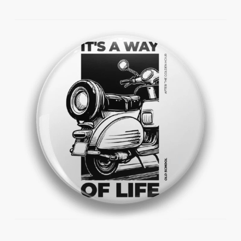 Vintage Scooter Lifestyle Illustration Pin