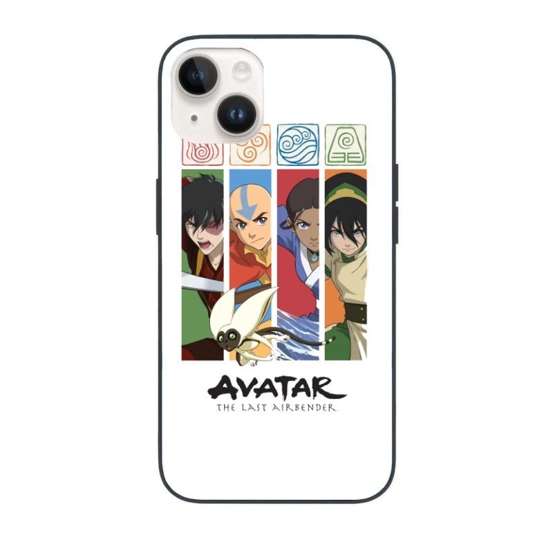 Avatar: The Last Airbender Character Panel with Elemental Symbols iPhone Case