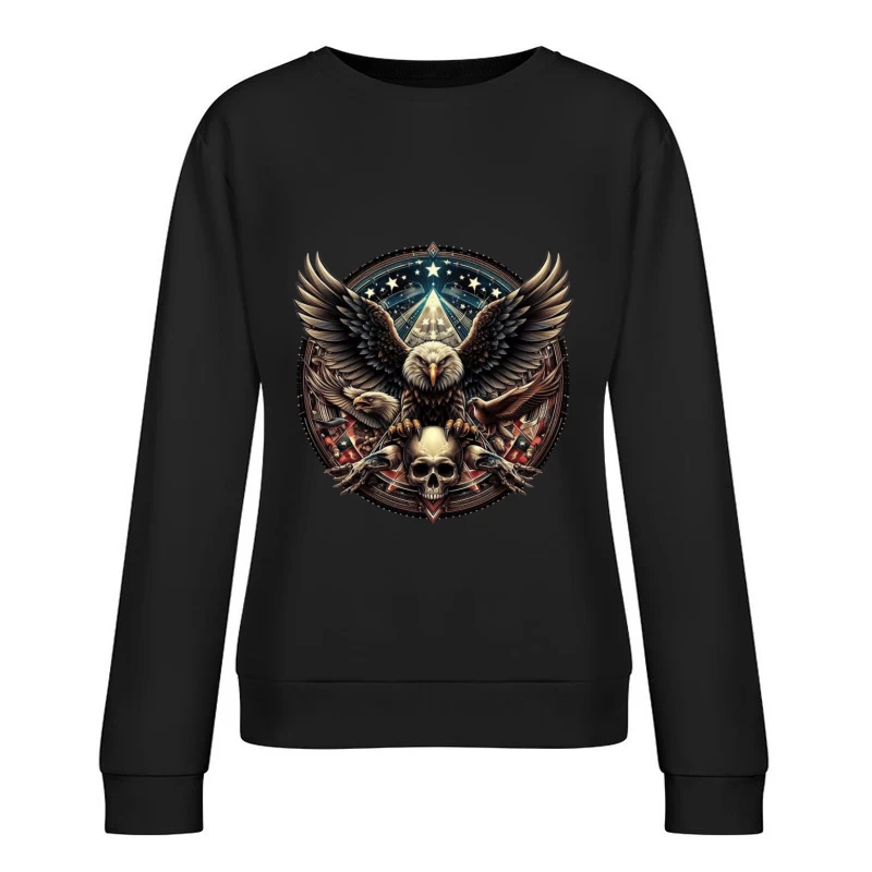 Eagle and Skull Symbolism in Fantasy Art Female Pullover Sweatshirt