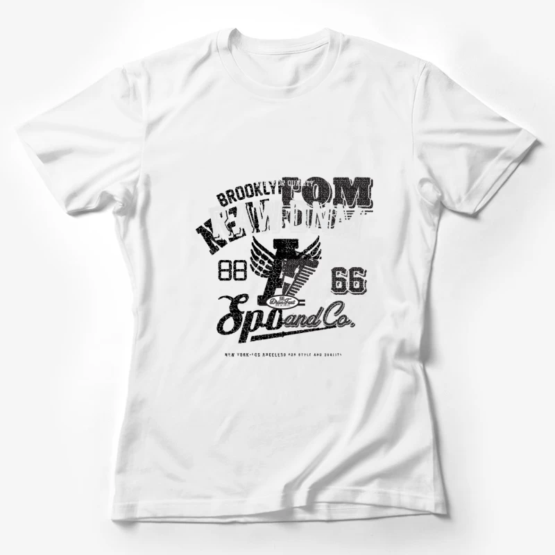 Rohes Denim-Design mit Route 66 Motiv Damen T-Shirt