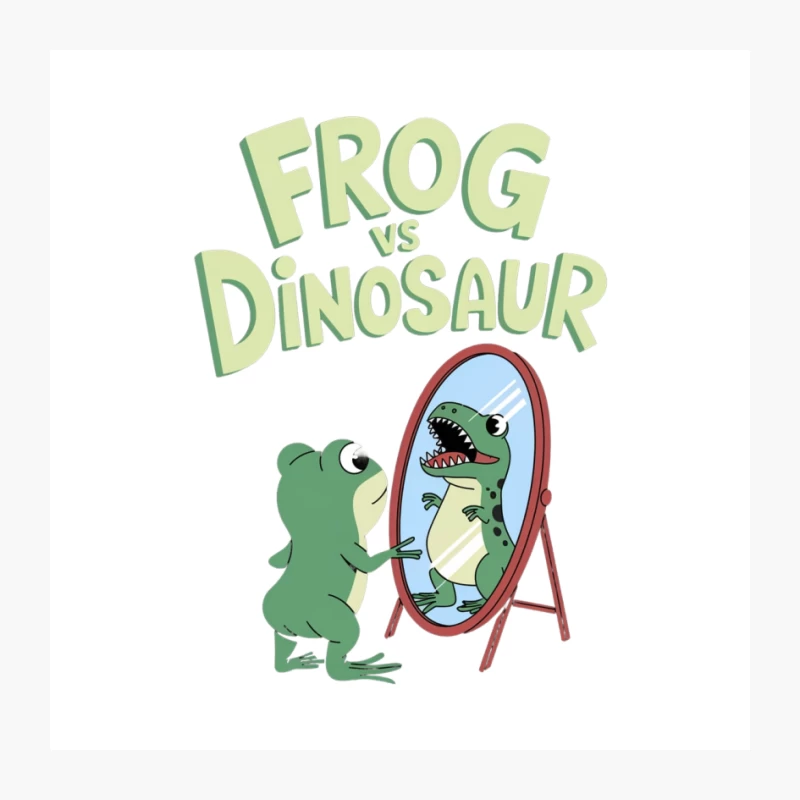 Whimsical Frog's Dinosaur Reflection: A Humorous Children's Cartoon Pin