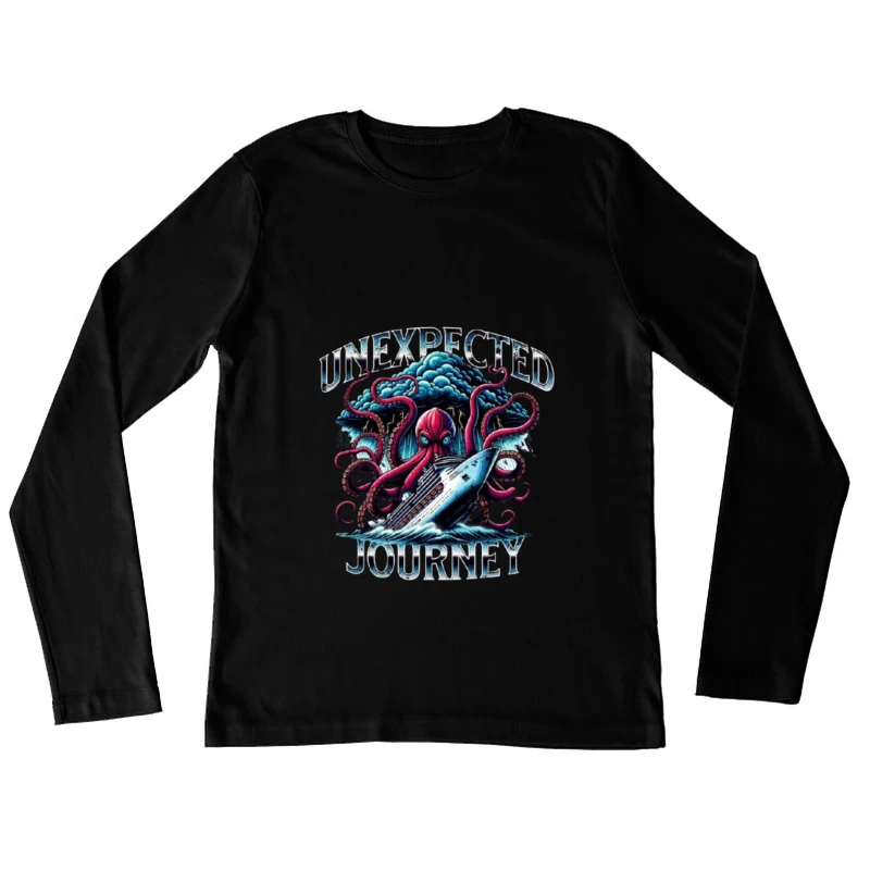 Giant Octopus Attacking Cruise Ship Artistic Illustration Female Long Sleeve T-Shirt