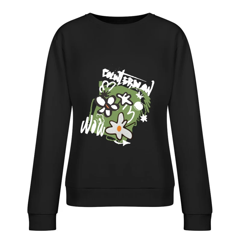 Blumen und Graffiti-Mischung Damen Pullover Sweatshirt