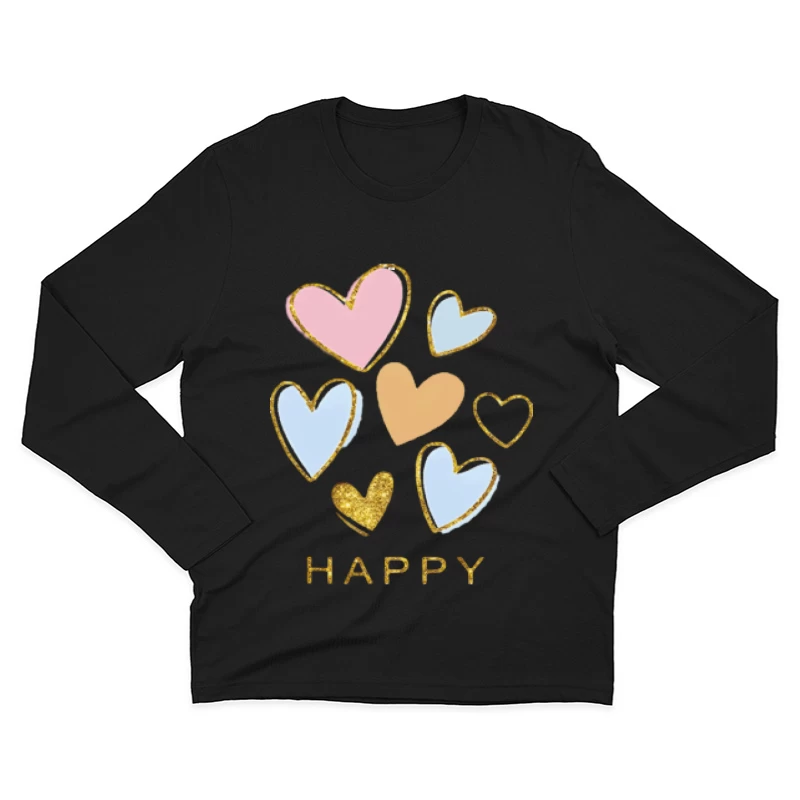 Glücklicher Herzregen Herren Langarm T-Shirt