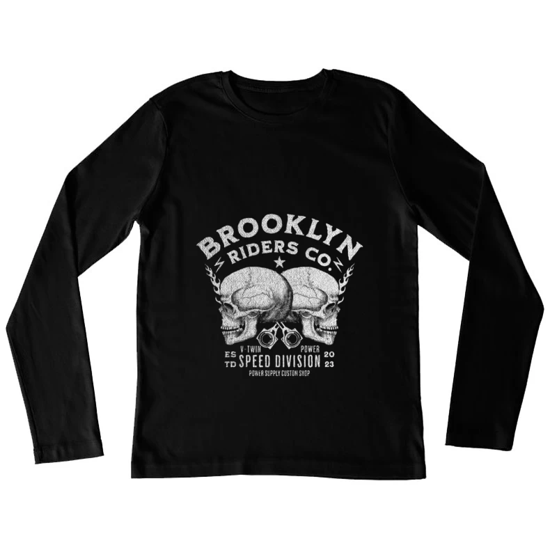 Brooklyn Riders Schädel Design Damen Langarm T-Shirt