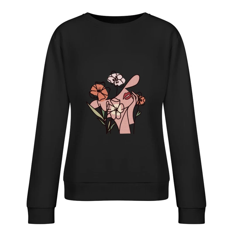 Abstrakte Hand mit Blumen Damen Pullover Sweatshirt