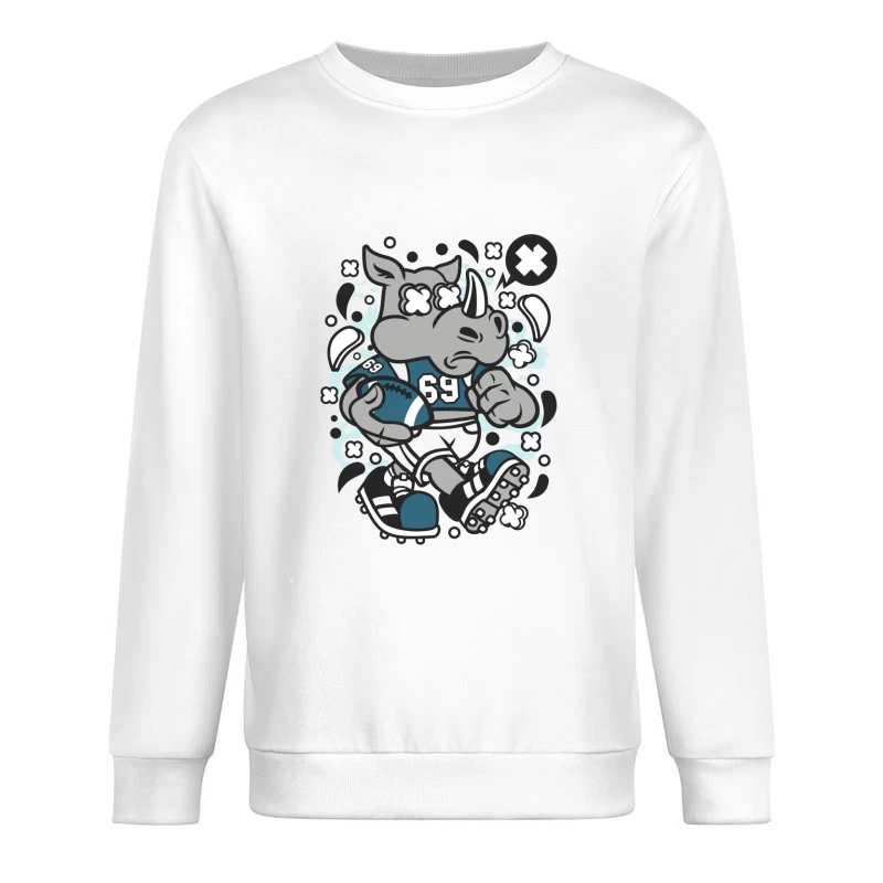 Rhinocéros joueur de football illustré Homme Sweat-shirt à enfiler