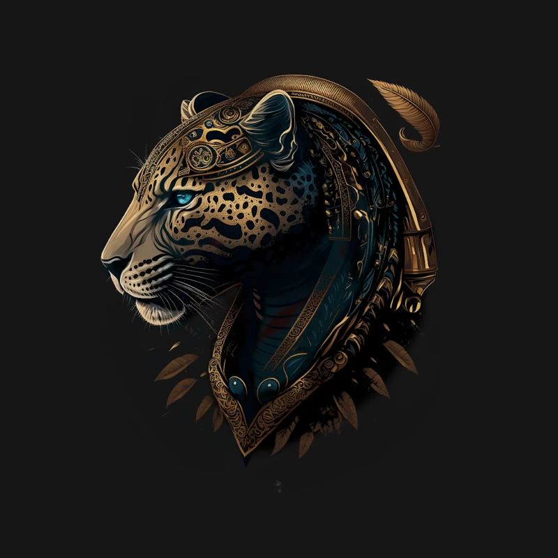 Leopard fantasy art steampunk animal portrait illustration ornate bronze details Male T-Shirt