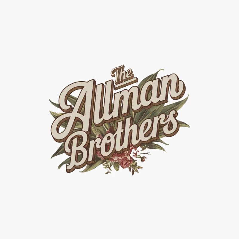 Vintage Allman Brothers Band Logo with Floral Embellishment Cotton Tote Bag