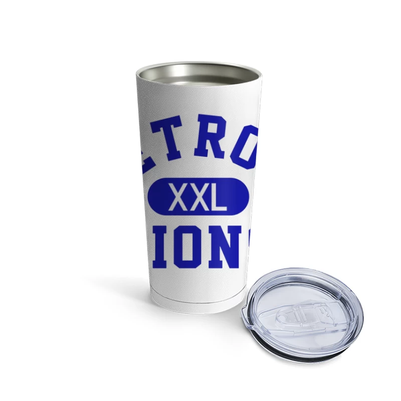 Detroit Lions XXL Sports Team Logo in Blue Typography Travel Mug