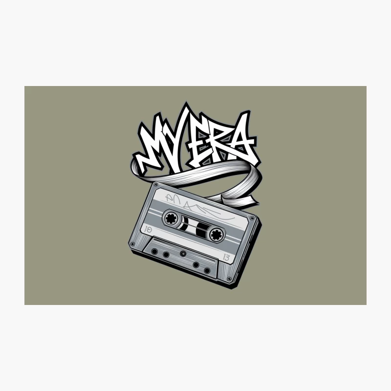 Retro Music Cassette with Graffiti Urban Art Style Travel Mug