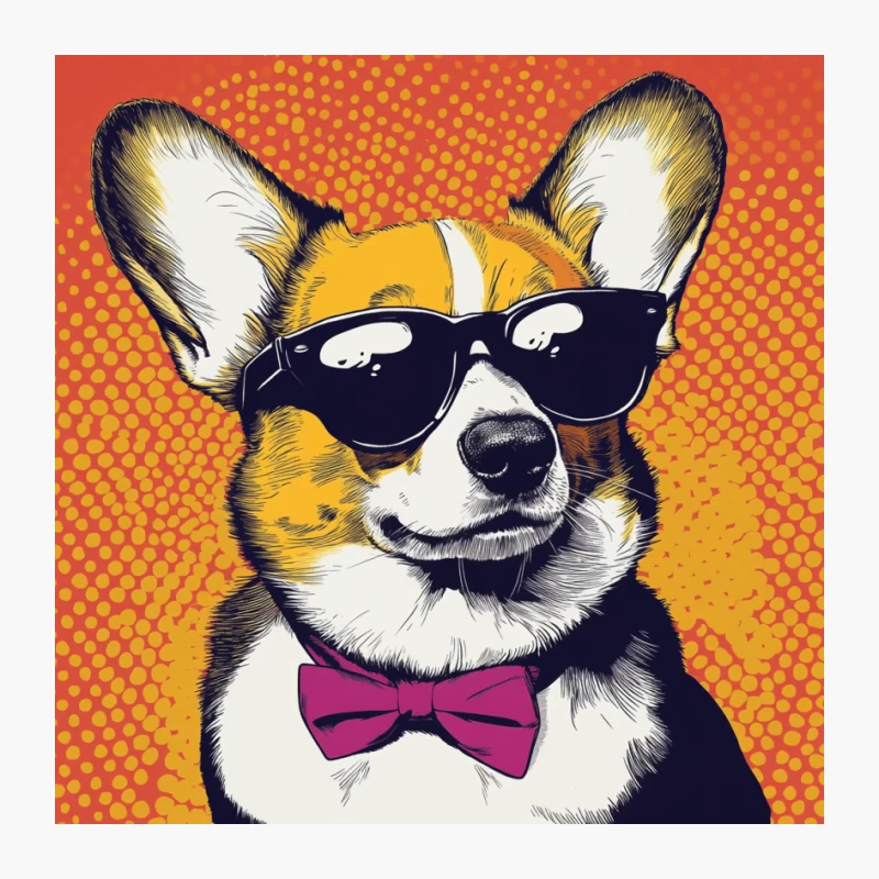 Stylish Corgi with Sunglasses in Pop Art Style Pin