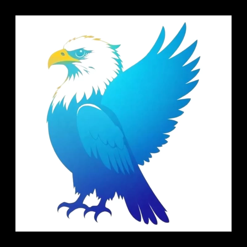 Majestic Blue Gradient Eagle Illustration Pin