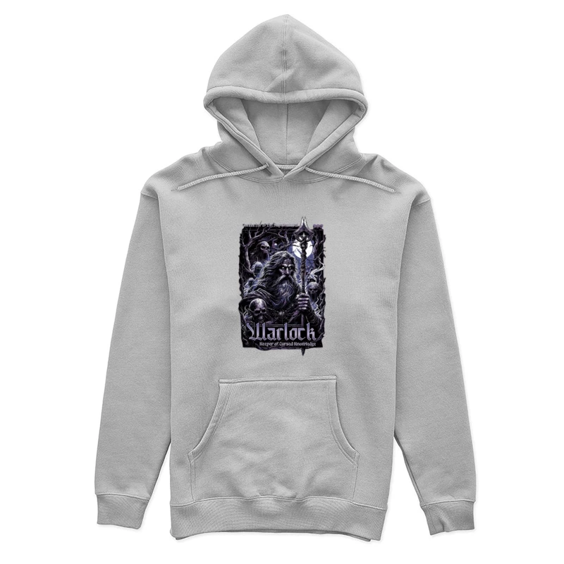 Dark Wizard with Staff Among Skulls - Gothic Fantasy Art Female Pullover Hoodie