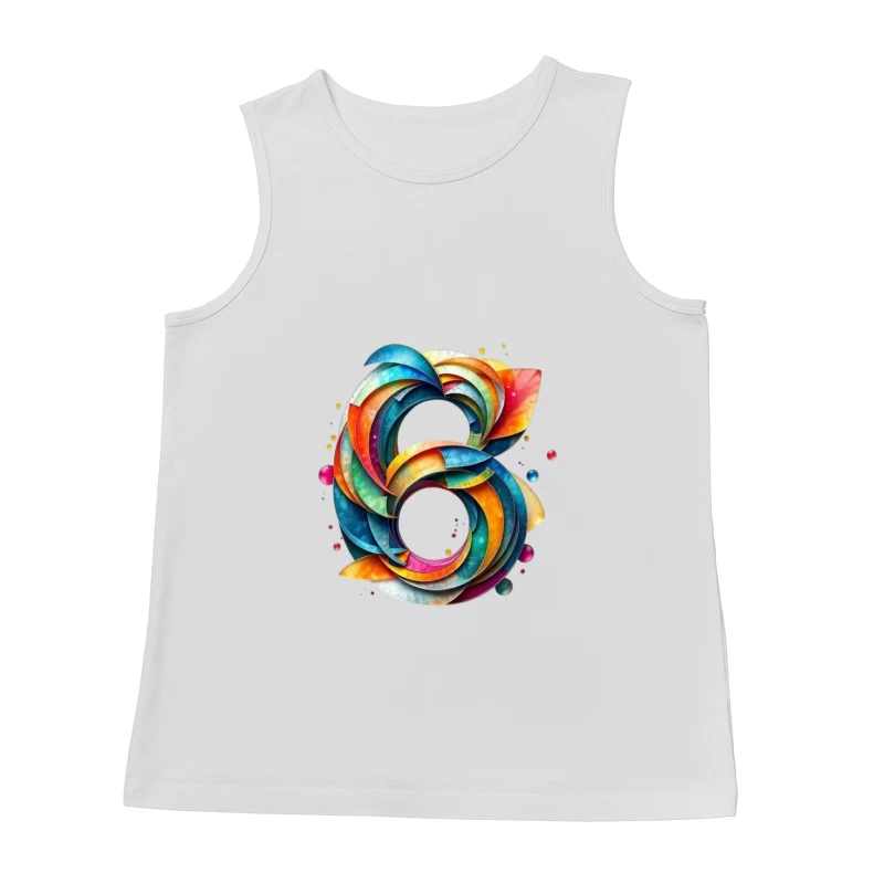 Abstract Watercolor Number 6 with Vibrant Swirling Patterns Male Tank Top