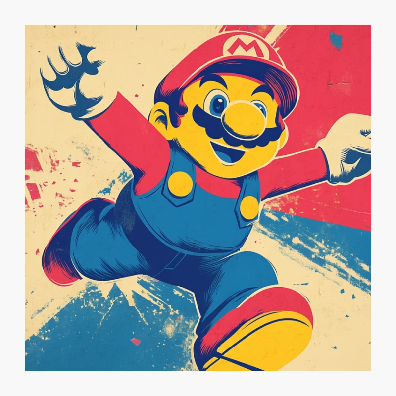 Retro Mario: Pop Art Nintendo Icon in Action Pin
