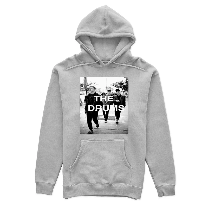 The Drums Band Members Walking on Street - Vintage Black and White Photo Female Pullover Hoodie