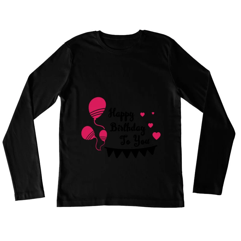 Balloons et cœurs roses Femme Manches Longues T-Shirt