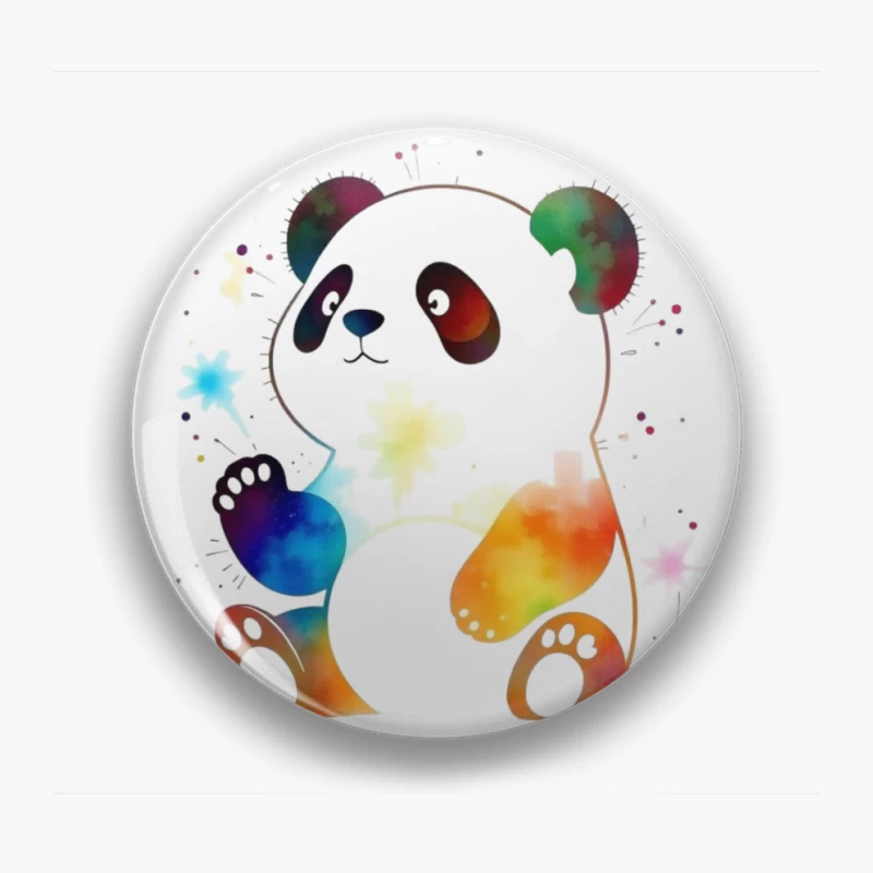 Colorful Watercolor Panda Bear Illustration Pin