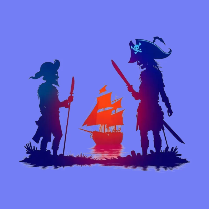 Pirate Ship Silhouette Pin