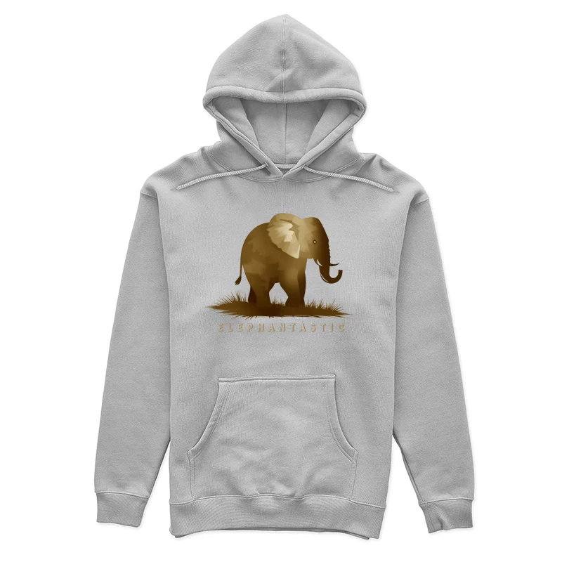 Elephantastic - Vintage Elephant Silhouette Illustration with Typography Female Pullover Hoodie