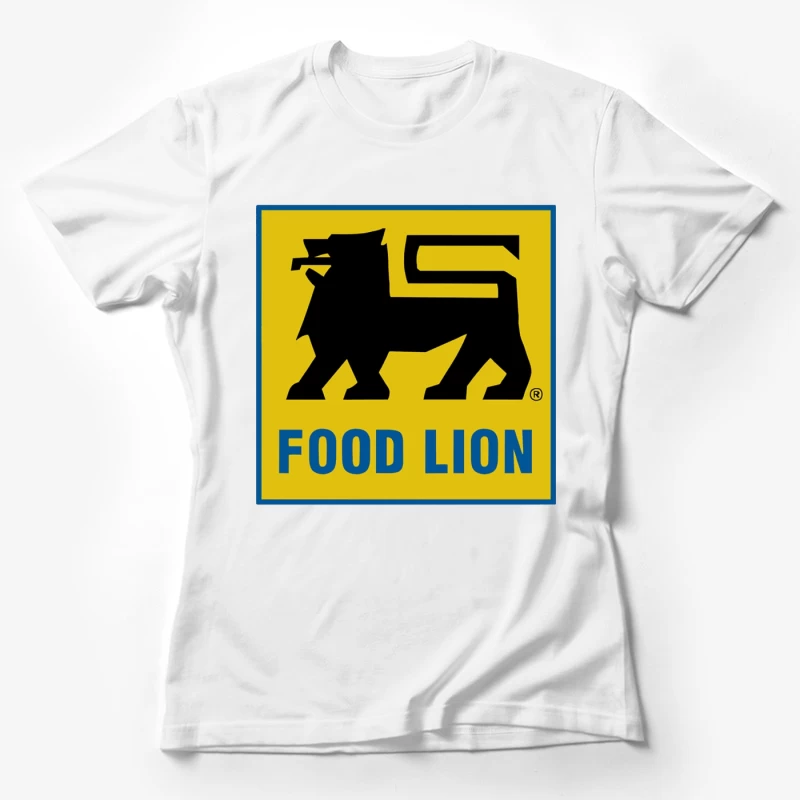 Food Lion Supermarket Chain Logo with Black Lion on Yellow Background Female T-Shirt