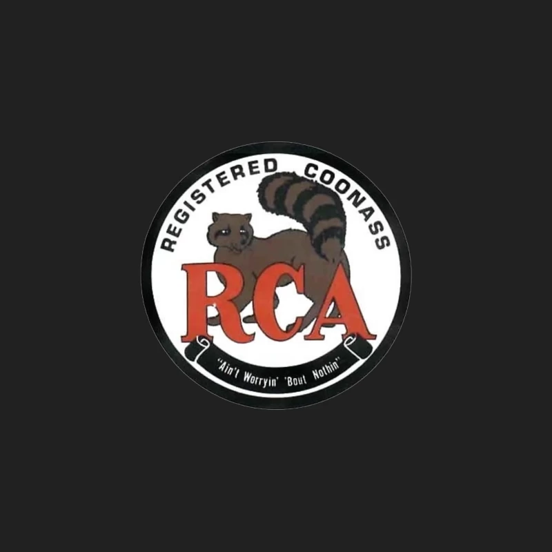 Registered Coonass RCA Logo with Raccoon Mascot and Humorous Slogan Bucket Hat