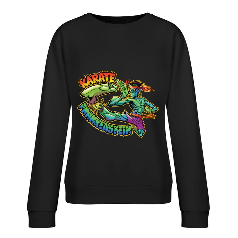 Karate Frankenstein Character Design Female Pullover Sweatshirt