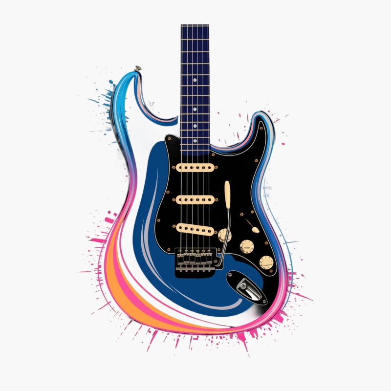 Vibrant Electric Guitar with Artistic Splash Effect Cotton Tote Bag