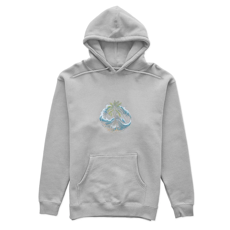 Tropical Island Wave Design Female Pullover Hoodie